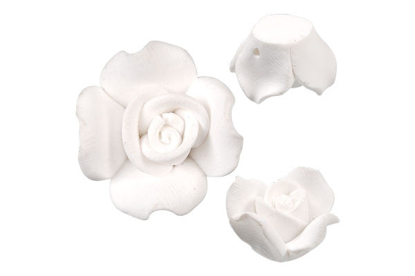 Poly Clay Flower (White 406) - 18x18mm - Pack of 5 - unbranded Clay pendant for jewelry making