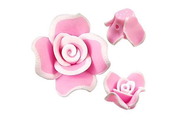 Poly Clay Flower (Pink 406) - 18x18mm - Pack of 5 - unbranded Clay pendant for jewelry making