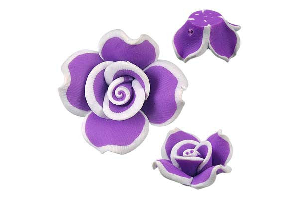 Poly Clay Flower (Purple 406) - 18x18mm - Pack of 5 - unbranded Clay pendant for jewelry making