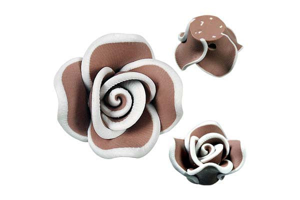 Poly Clay Flower (Brown 406) - 18x18mm - Pack of 5 - unbranded Clay pendant for jewelry making