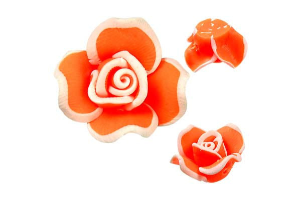 Poly Clay Flower (Orange 406) - 18x18mm - Pack of 5 - unbranded Clay pendant for jewelry making