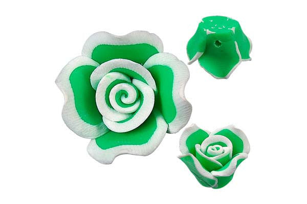 Poly Clay Flower (Green 406) - 18x18mm - Pack of 5 - unbranded Clay pendant for jewelry making