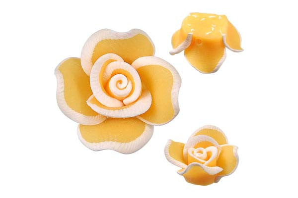 Poly Clay Flower (Yellow 406) - 18x18mm - Pack of 5 - unbranded Clay pendant for jewelry making