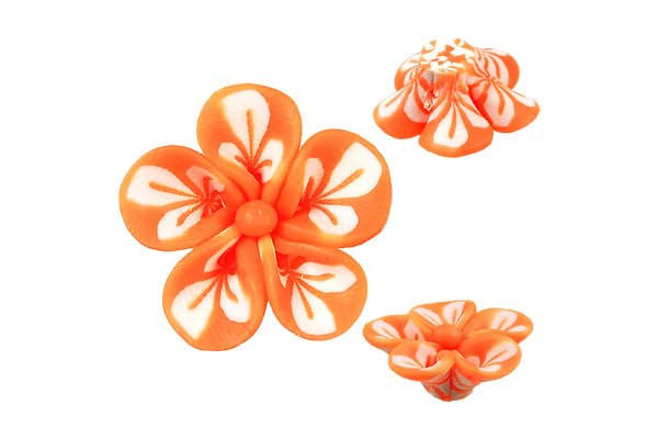 Poly Clay Flower (Orange 106) - 22x22mm - Pack of 5 - unbranded Clay pendant for jewelry making