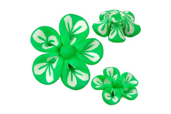 Poly Clay Flower (Green 106) - 22x22mm - Pack of 5 - unbranded Clay pendant for jewelry making