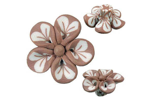 Poly Clay Flower (Brown 106) - 22x22mm - Pack of 5 - unbranded Clay pendant for jewelry making