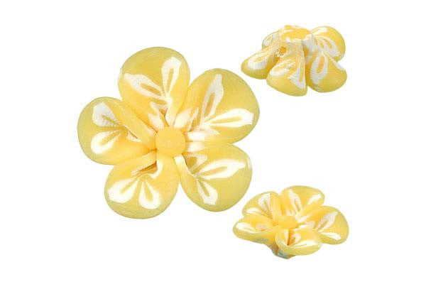 Poly Clay Flower (Yellow 106) - 22x22mm - Pack of 5 - unbranded Clay pendant for jewelry making