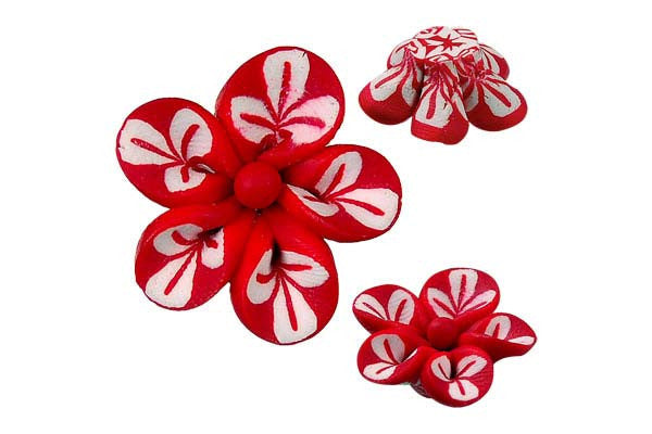 Poly Clay Flower (Red 106) - 22x22mm - Pack of 5 - unbranded Clay pendant for jewelry making