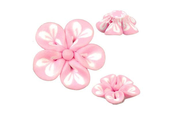 Poly Clay Flower (Pink 106) - 22x22mm - Pack of 5 - unbranded Clay pendant for jewelry making