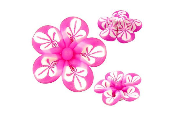 Poly Clay Flower (Hot Pink 106) - 22x22mm - Pack of 5 - unbranded Clay pendant for jewelry making
