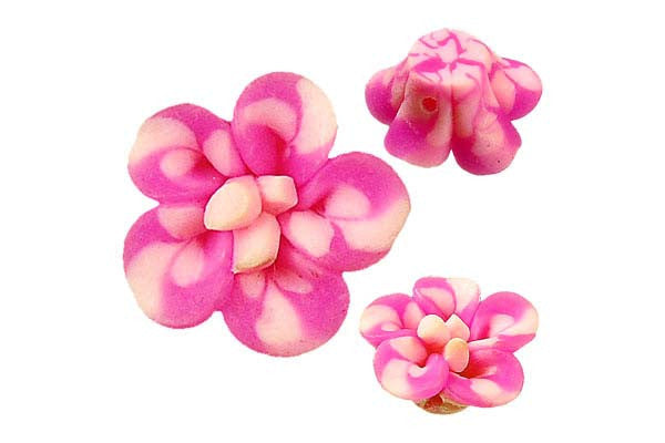 Poly Clay Flower (Hot Pink 108) - 12x12mm - Pack of 10 - unbranded Clay pendant for jewelry making