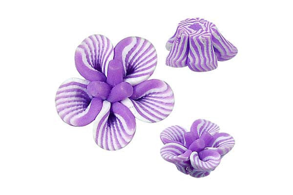 Poly Clay Flower (Purple 108) - 12x12mm - Pack of 10 - unbranded Clay pendant for jewelry making