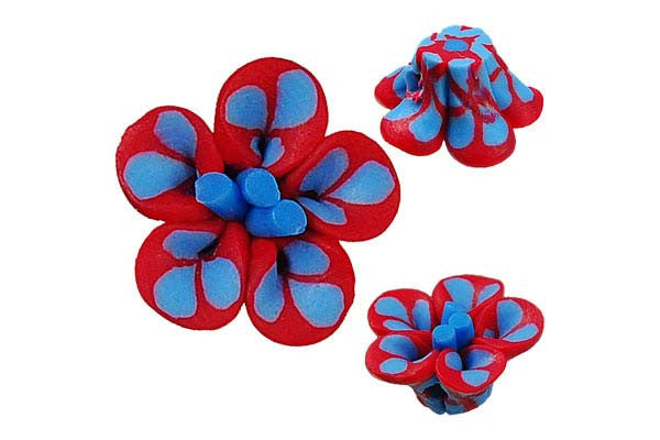 Poly Clay Flower (Red 108) - 12x12mm - Pack of 10 - unbranded Clay pendant for jewelry making
