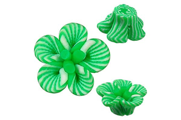 Poly Clay Flower (Green 108) - 12x12mm - Pack of 10 - unbranded Clay pendant for jewelry making