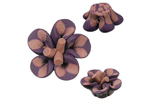 Poly Clay Flower (Brown 108) - 12x12mm - Pack of 10 - unbranded Clay pendant for jewelry making