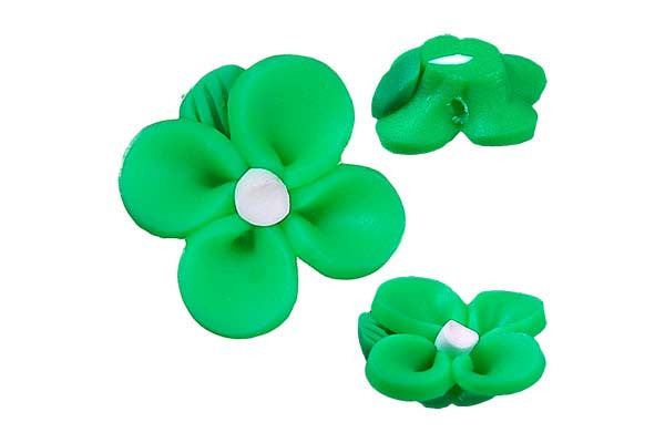 Poly Clay Flower (Green 107) - 12x12mm - Pack of 10 - unbranded Clay pendant for jewelry making