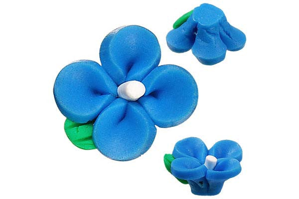 Poly Clay Flower (Blue 107) - 12x12mm - Pack of 10 - unbranded Clay pendant for jewelry making