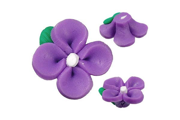 Poly Clay Flower (Purple 107) - 12x12mm - Pack of 10 - unbranded Clay pendant for jewelry making