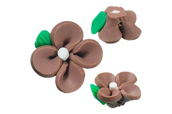 Poly Clay Flower (Brown 107) - 12x12mm - Pack of 10 - unbranded Clay pendant for jewelry making