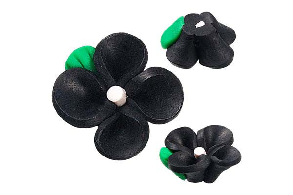 Poly Clay Flower (Black 107) - 12x12mm - Pack of 10 - unbranded Clay pendant for jewelry making