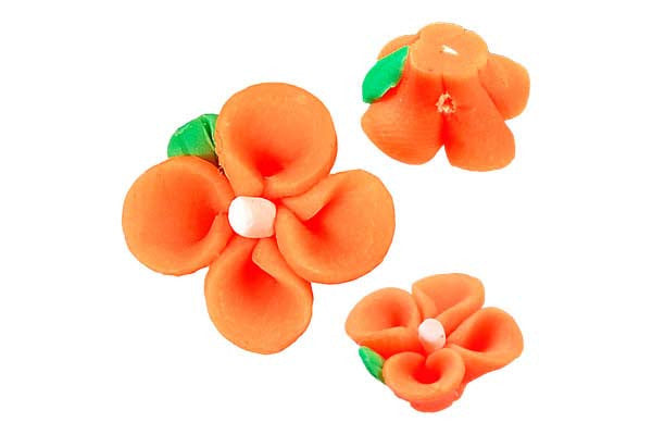 Poly Clay Flower (Orange 107) - 12x12mm - Pack of 10 - unbranded Clay pendant for jewelry making