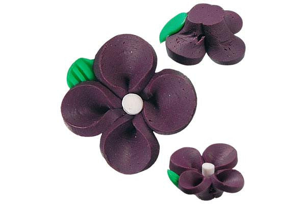 Poly Clay Flower (Dark Purple 107) - 12x12mm - Pack of 10 - unbranded Clay pendant for jewelry making