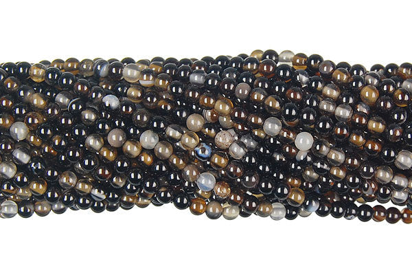 Botswana Agate Beads - Dark) Round - 1.8mm - 16-inch - unbranded beads for jewelry making