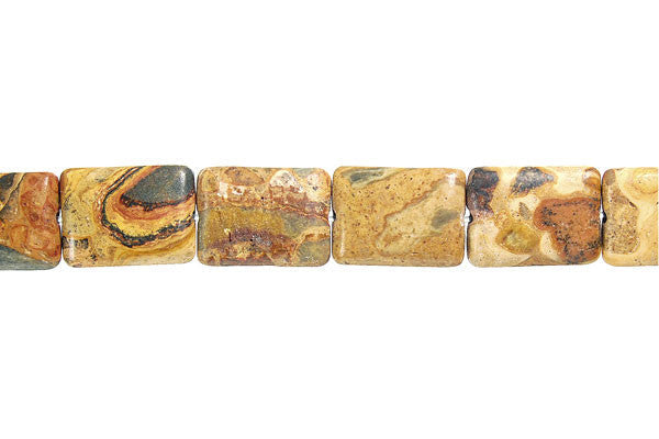 Picture Jasper Beads - New Picture Jasper Flat Rectangle - 12x16mm - 16-inch - unbranded beads for jewelry making