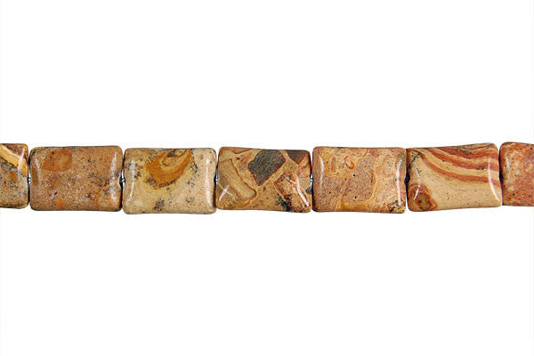 Picture Jasper Beads - New Picture Jasper Flat Rectangle - 10x14mm - 16-inch - unbranded beads for jewelry making