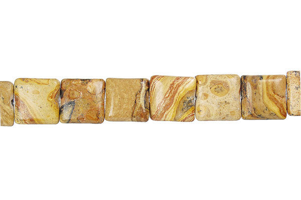 Picture Jasper Beads - New Picture Jasper Square - 12x12mm - 16-inch - unbranded beads for jewelry making