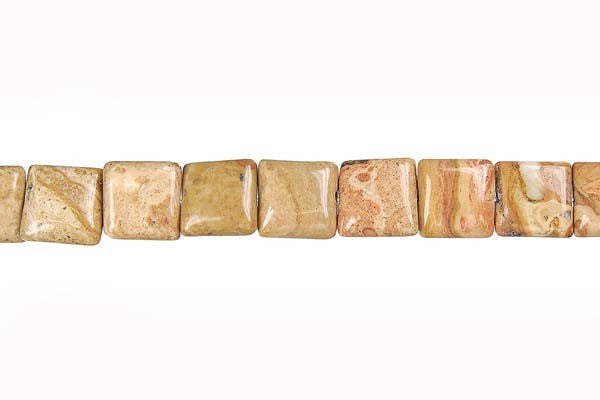 Picture Jasper Beads - New Picture Jasper Square - 10x10mm - 16-inch - unbranded beads for jewelry making