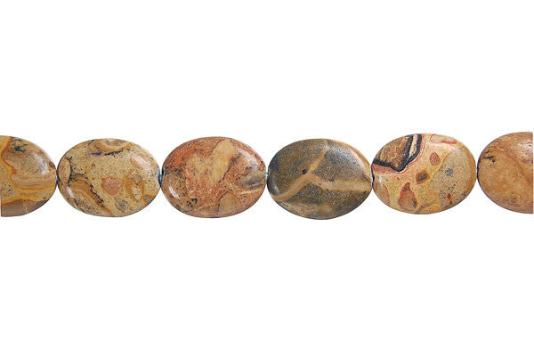 Picture Jasper Beads - New Picture Jasper Flat Oval - 12x16mm - 16-inch - unbranded beads for jewelry making