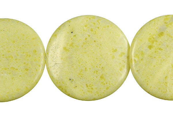 Lemon Jade Beads - Coin - 30x30mm - 16-inch - unbranded beads for jewelry making