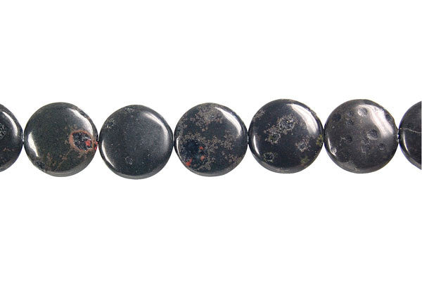 Black Leopardskin Jasper Beads - Button - 12x12mm - 16-inch - unbranded beads for jewelry making