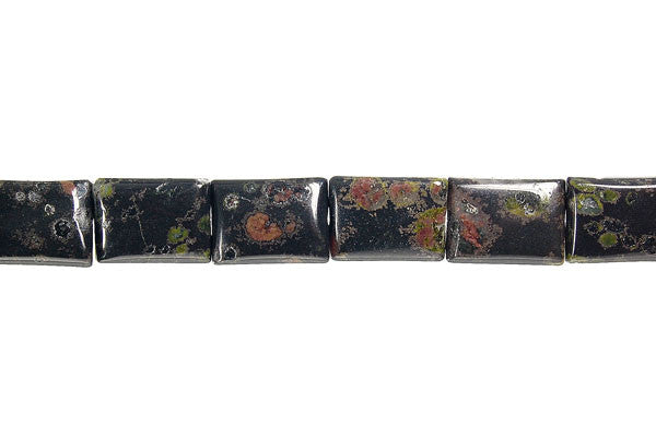 Black Leopardskin Jasper Beads - Flat Rectangle - 10x14mm - 16-inch - unbranded beads for jewelry making