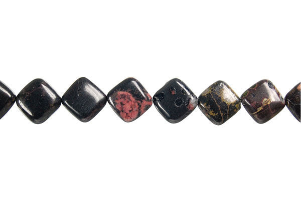 Black Leopardskin Jasper Beads - Diamond Square - 10x10mm - 16-inch - unbranded beads for jewelry making