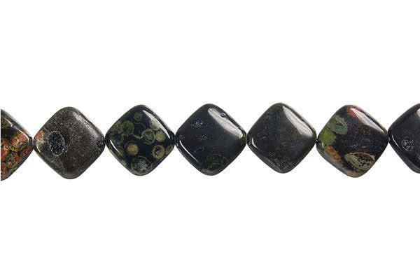 Black Leopardskin Jasper Beads - Diamond Square - 12x12mm - 16-inch - unbranded beads for jewelry making