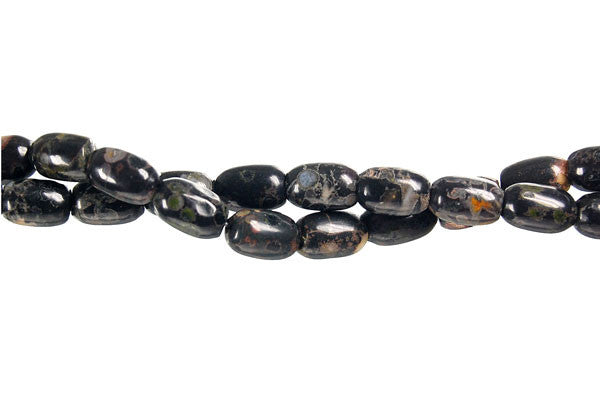 Black Leopardskin Jasper Beads - Drum - 6x9mm - 16-inch - unbranded beads for jewelry making