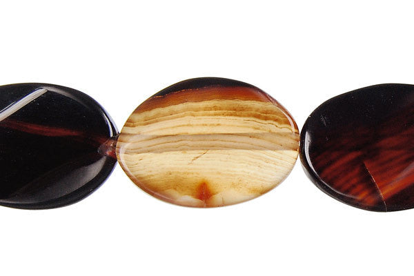 Zebra Onyx Beads - Twisted Flat Oval - 20x30mm - 14-15-inch - unbranded beads for jewelry making
