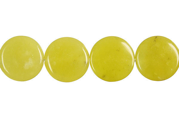 Olive Jade Beads - Light) Coin - 20x20mm - 16-inch - unbranded beads for jewelry making