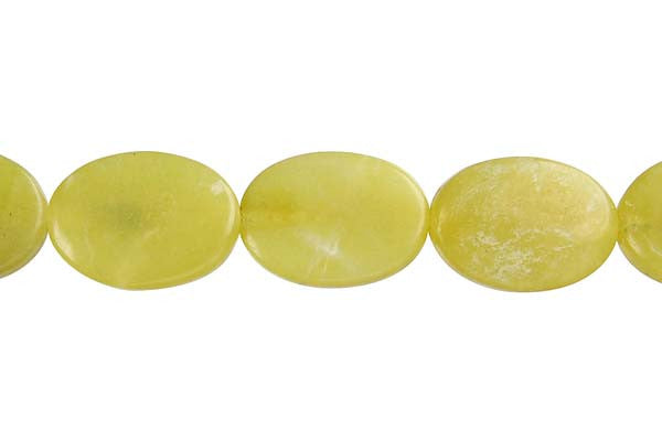 Olive Jade Beads - Light) Flat Oval (B) - 13x18mm - 16-inch - unbranded beads for jewelry making