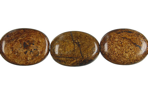Bronzite Beads - Flat Oval - 15x20mm - 16-inch - unbranded beads for jewelry making