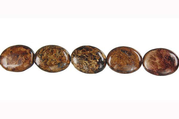 Bronzite Beads - Flat Oval - 12x16mm - 16-inch - unbranded beads for jewelry making
