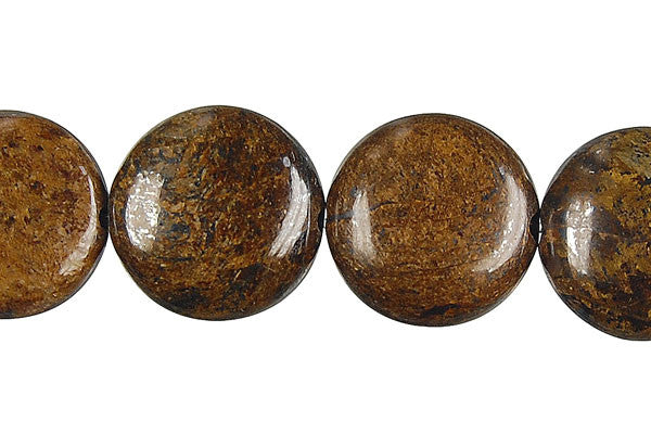 Bronzite Beads - Coin - 20x20mm - 16-inch - unbranded beads for jewelry making