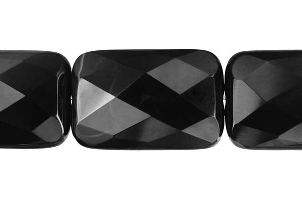 Black Onyx Beads - Faceted Rectangle - 20x30mm - 16-inch - unbranded beads for jewelry making