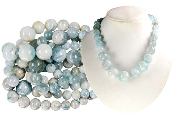 Aquamarine Beads - Graduated Round - 6-20mm - 17-inch - unbranded beads for jewelry making