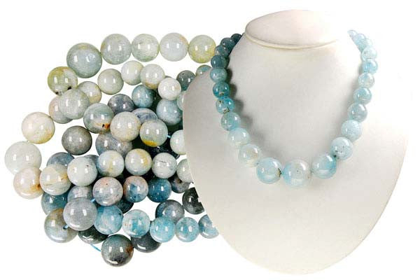 Aquamarine Beads - Graduated Round - 6-21mm - 17-inch - unbranded beads for jewelry making
