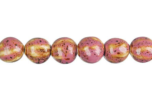 Porcelain Ceramic Beads - Octagon Rice (Pink) - 13x14mm - 16-inch - unbranded beads for jewelry making