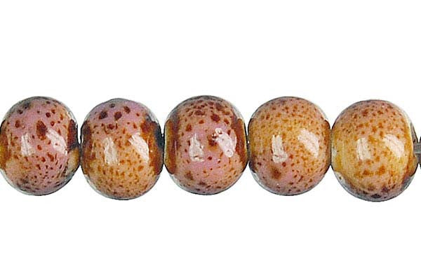 Porcelain Ceramic Beads - Round (Pink) - 12mm - 14-15-inch - unbranded beads for jewelry making