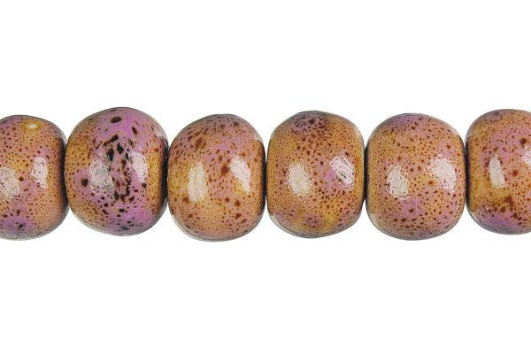 Porcelain Ceramic Beads - Rondelle (Pink) - 14x19mm - 16-inch - unbranded beads for jewelry making